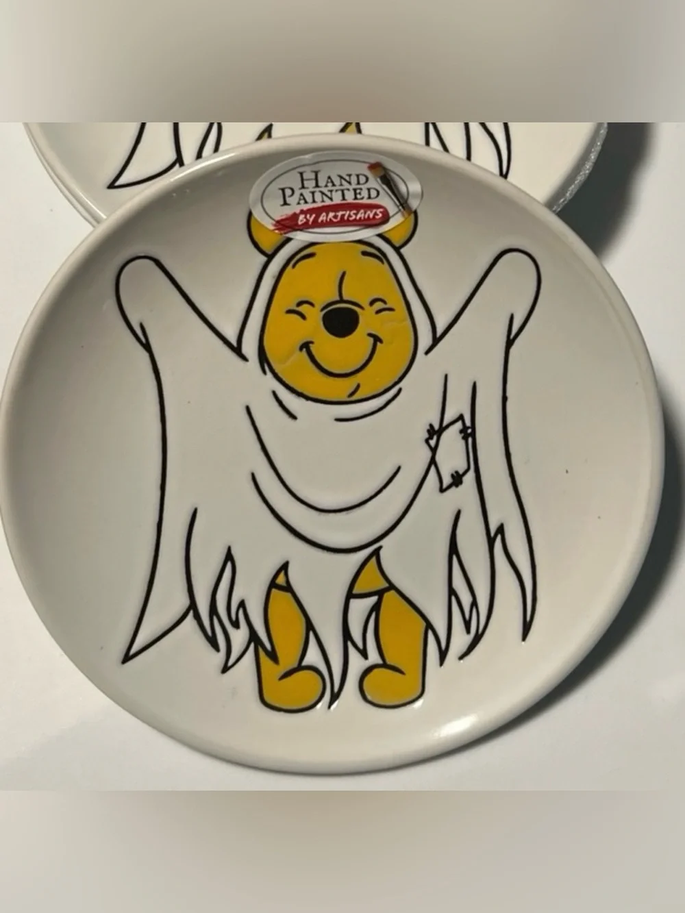 Disney Winnie the Pooh Halloween Ghost Ceramic 6” Appetizer Plates 4 Count